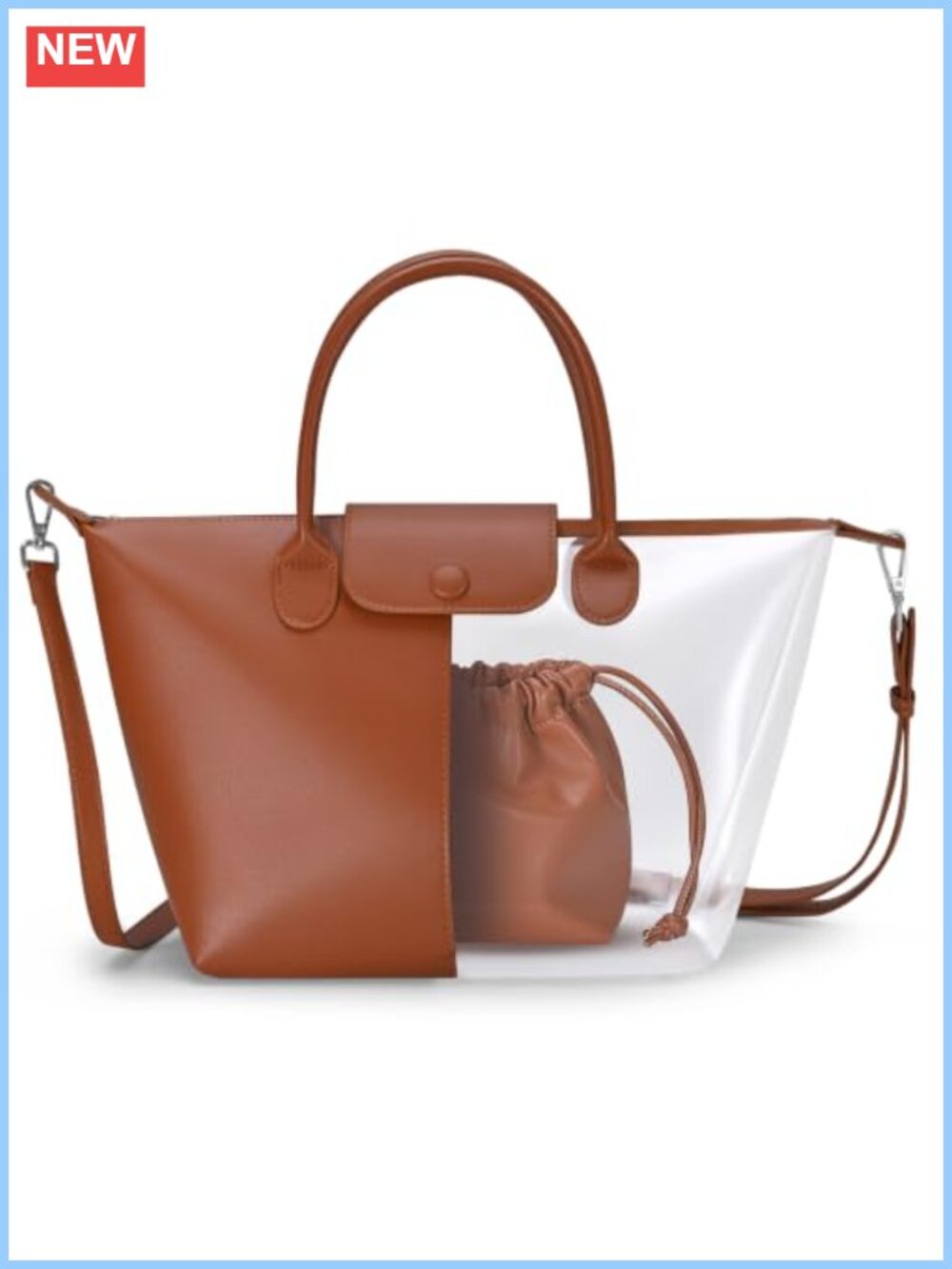 Clear Tote Bag Convertible Crossbody Shoulder Purse with Zipper
